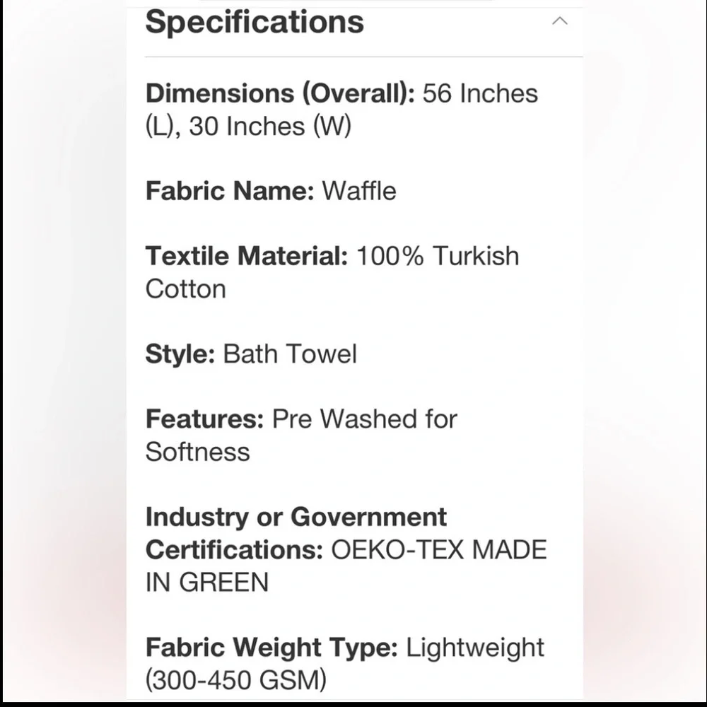 CASALUNA NWT 100% cotton waffle bath towel -dark gray
